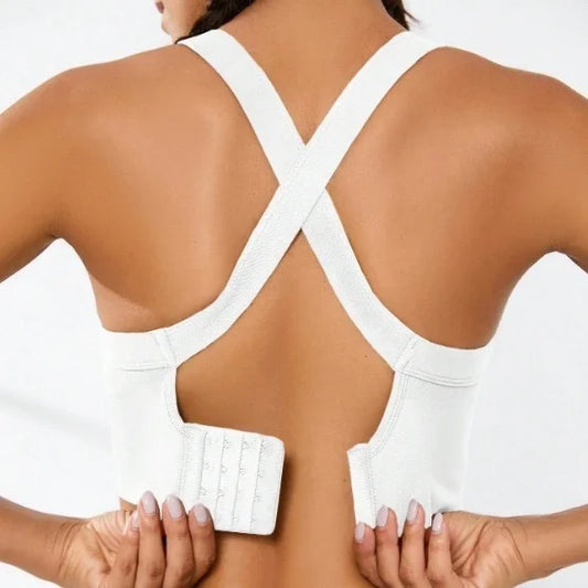 Cross-back sports bra