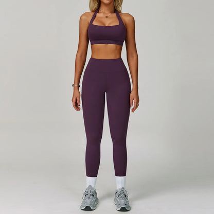 High Waist Leggings & Sports Bra 2PCS Yoga Gym Set