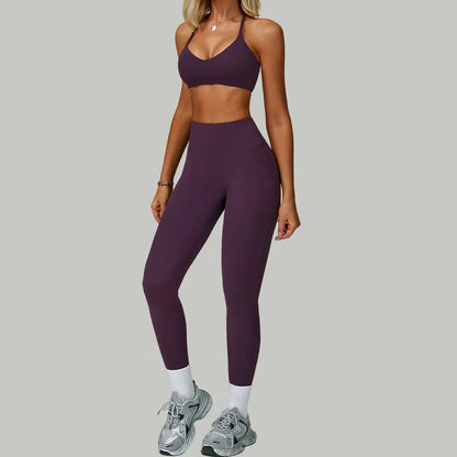 High Waist Leggings & Sports Bra 2PCS Yoga Gym Set