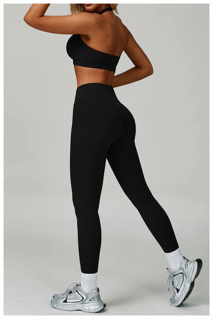 High Waist Leggings & Sports Bra 2PCS Yoga Gym Set